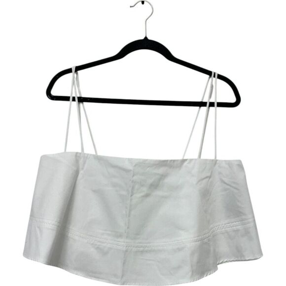 Massimo Dutti Womens Cropped Top Size M White Sleeveless Loose fit 9404/952 NWT - Picture 2 of 9
